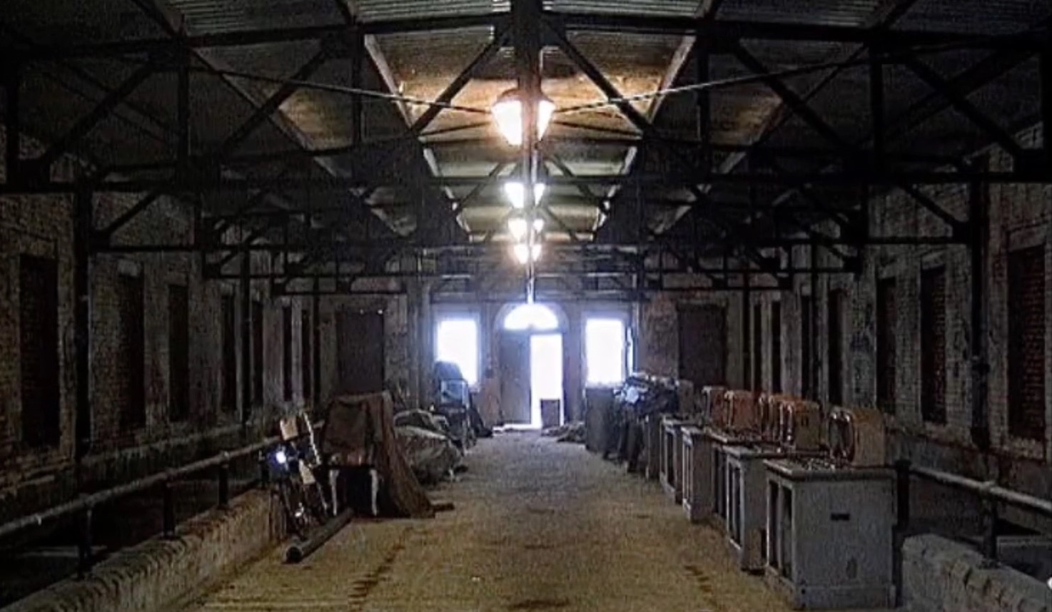 The interior of the T & P Boathouse in disrepair before restoration